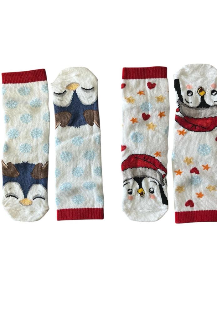 Sosete Craciun Copii 2/set , Imprimeu fulgi de zapada ,Engros